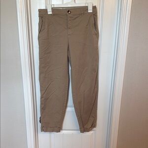 Zara Tan Trousers Lightweight Cotton Ankle Length